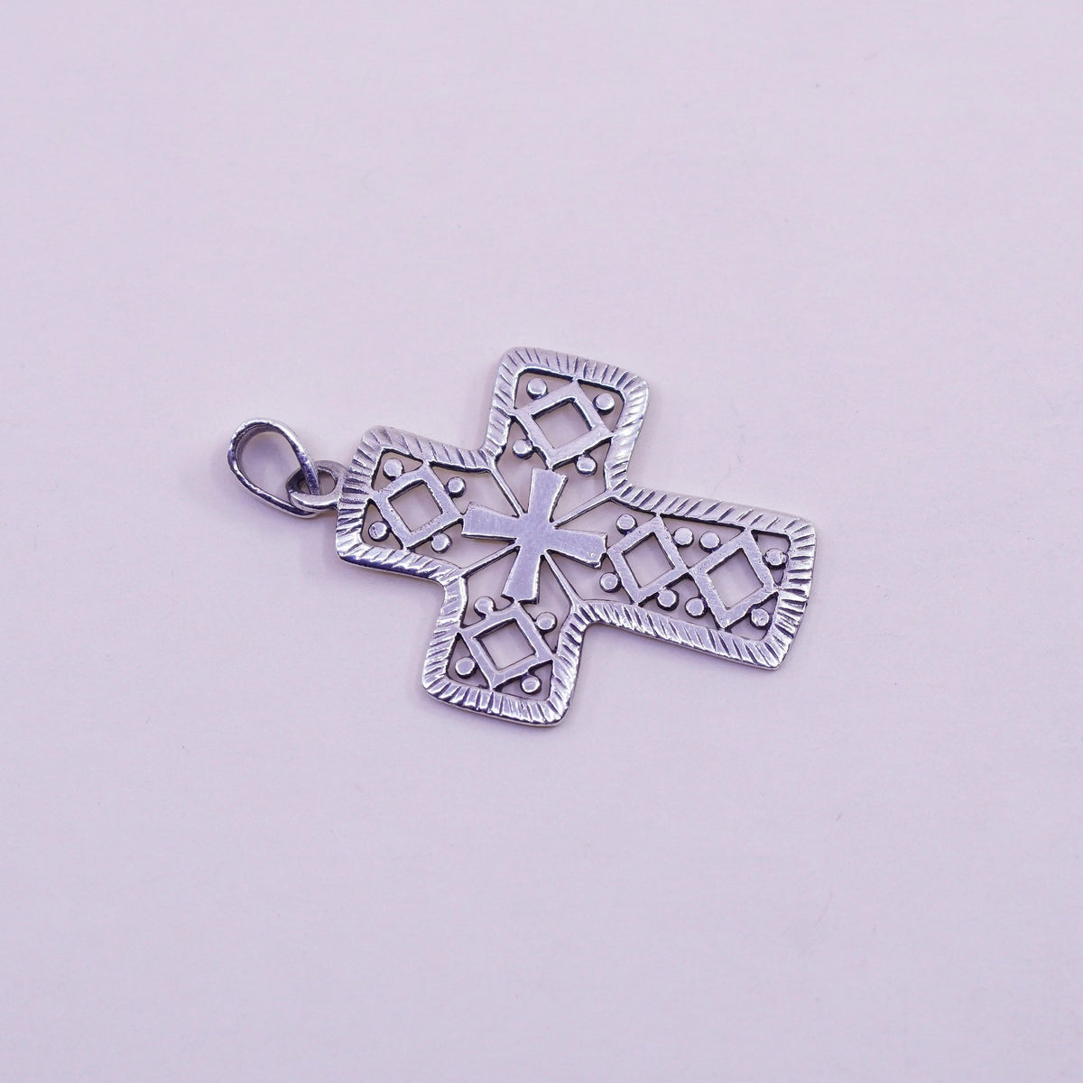 Vintage handmade Sterling silver pendant, 925 filigree cross