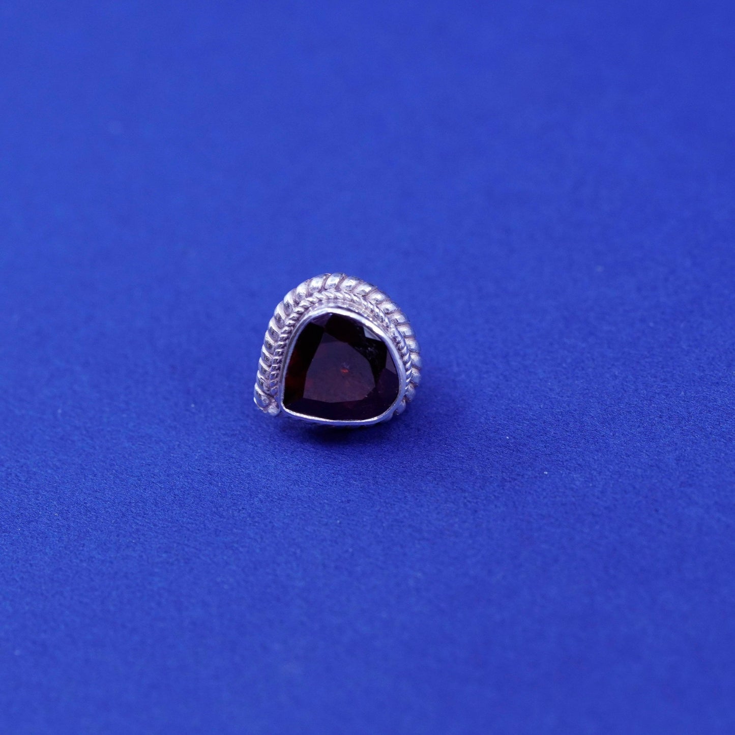 Vintage sterling silver handmade earrings, 925 studs with ruby and cable