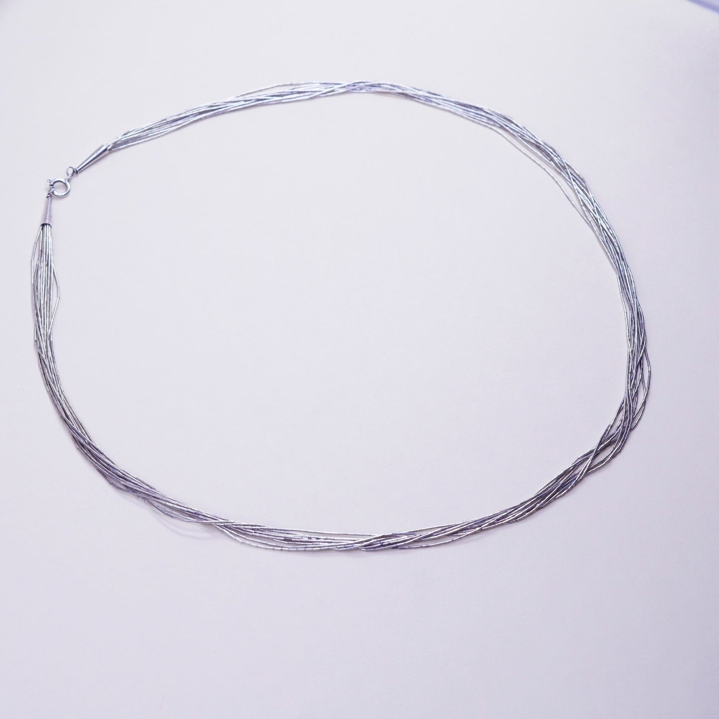 24”, liquid Sterling 925 silver 10 strands necklace, Native American