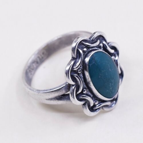 Sz 6 Vtg Native American Navajo Handmade Sterling 925 Silver W/ Turquoise Ring
