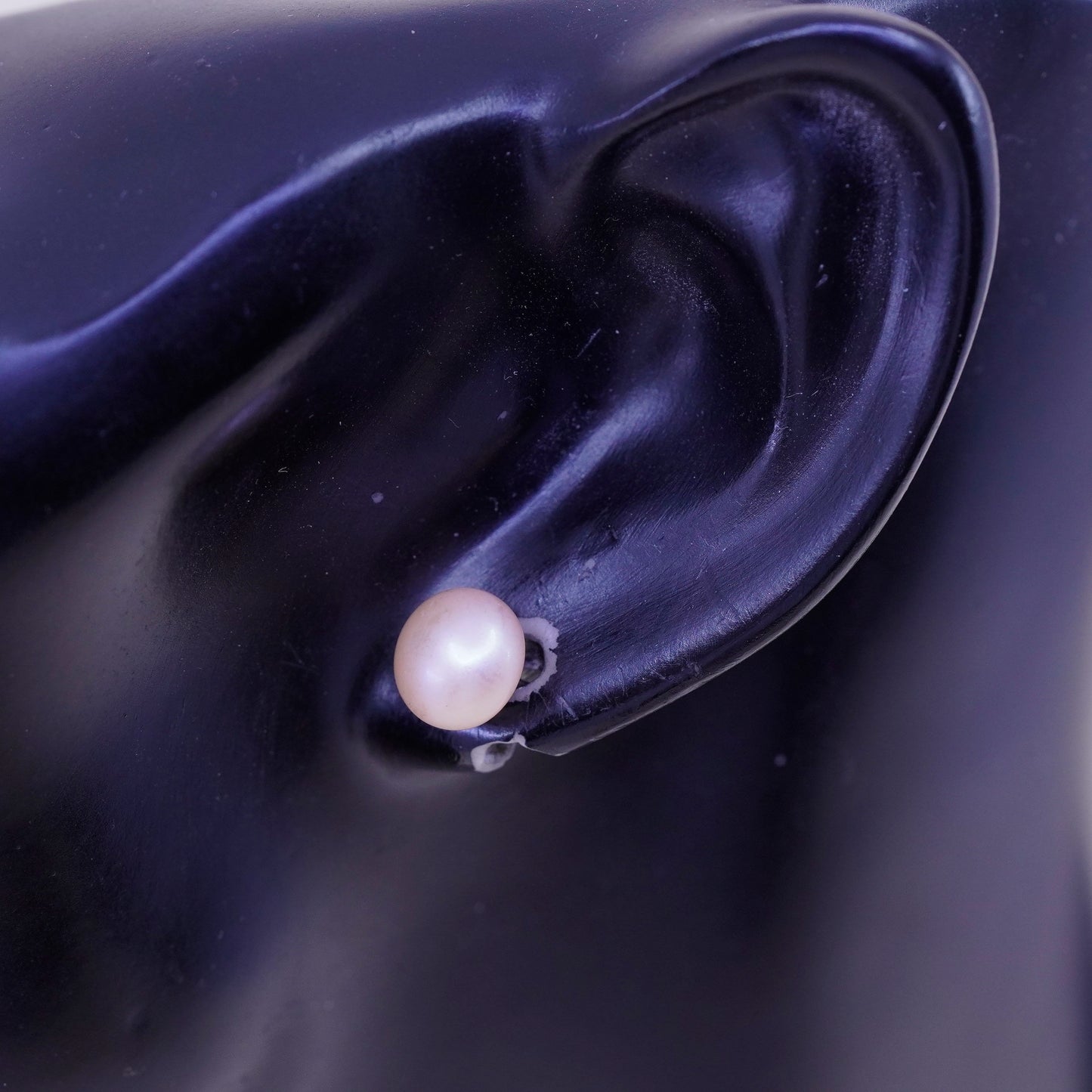 Vintage sterling silver earrings, 925 studs with orange pearl