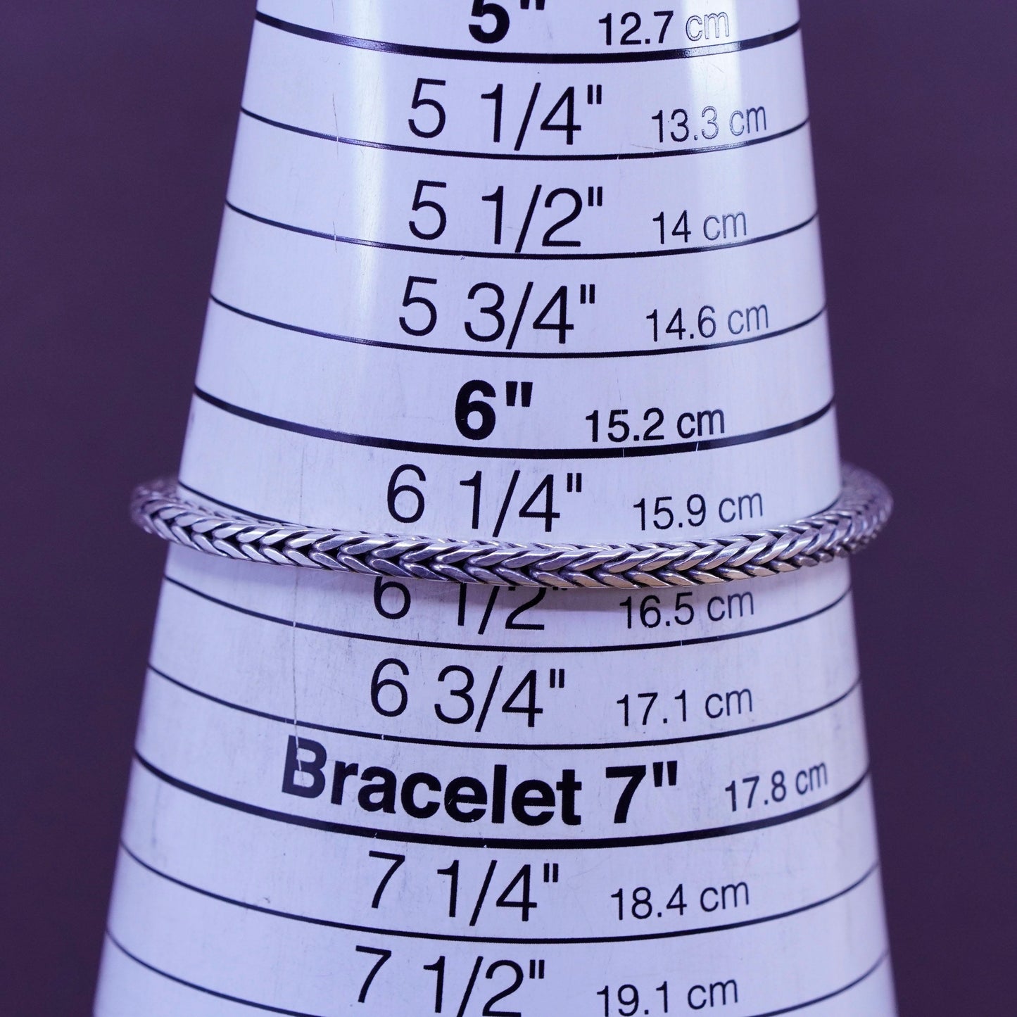 6.5”, vintage heavy Sterling silver handmade bracelet, square 925 wheat chain