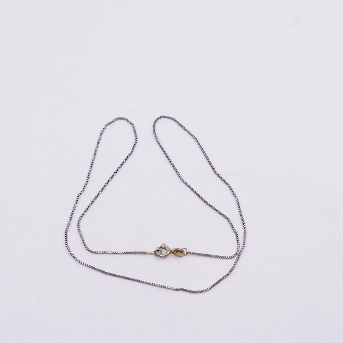 18”, 1mm, Vintage vermeil gold over sterling 925 silver box chain, necklace