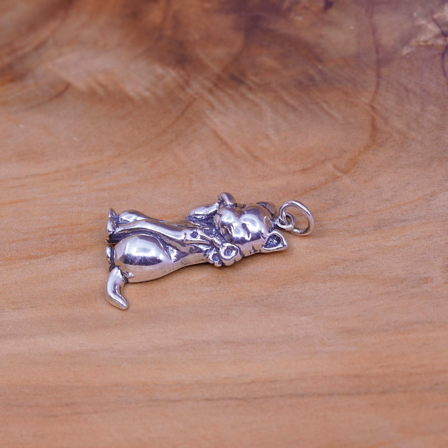 Vintage Sterling silver handmade pendant, 925 cat, kitty pendant