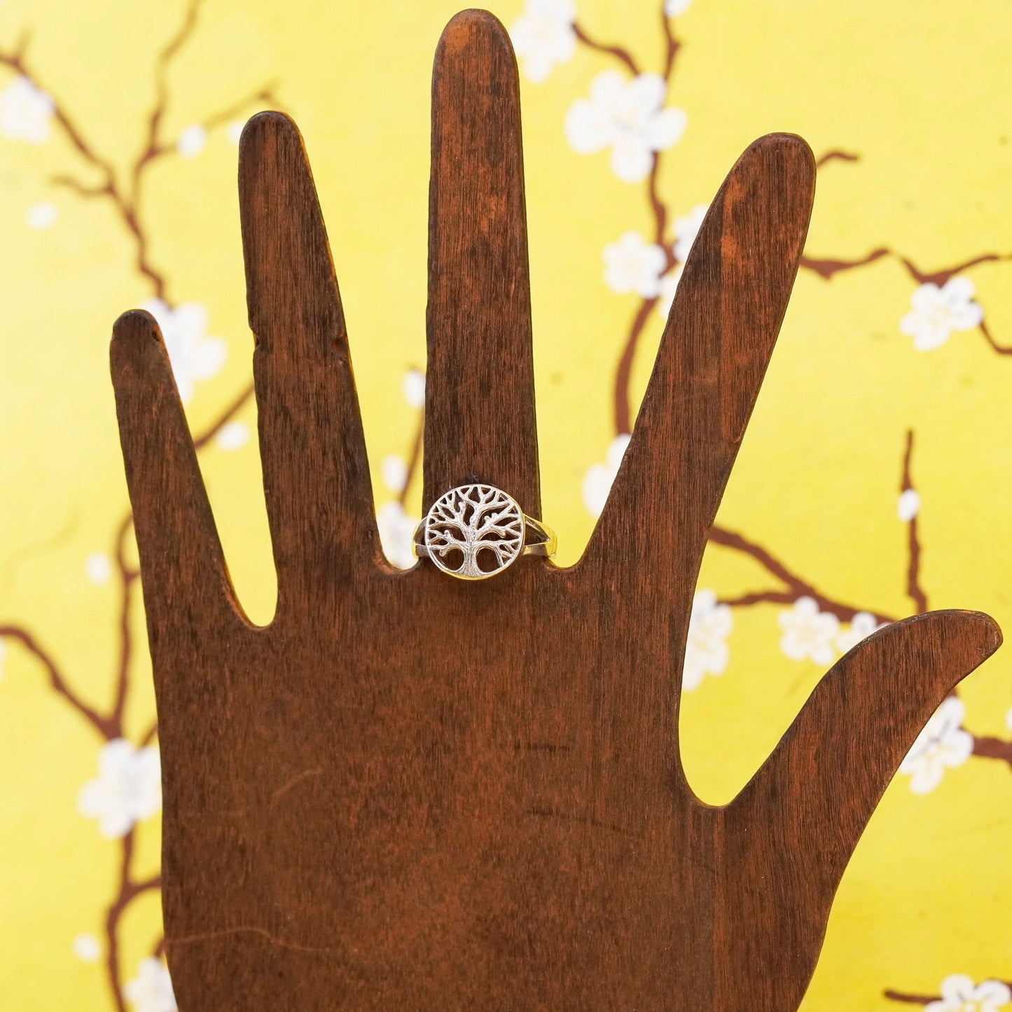 Size 8.25, Sterling silver handmade ring, southwestern 925 filigree tree band