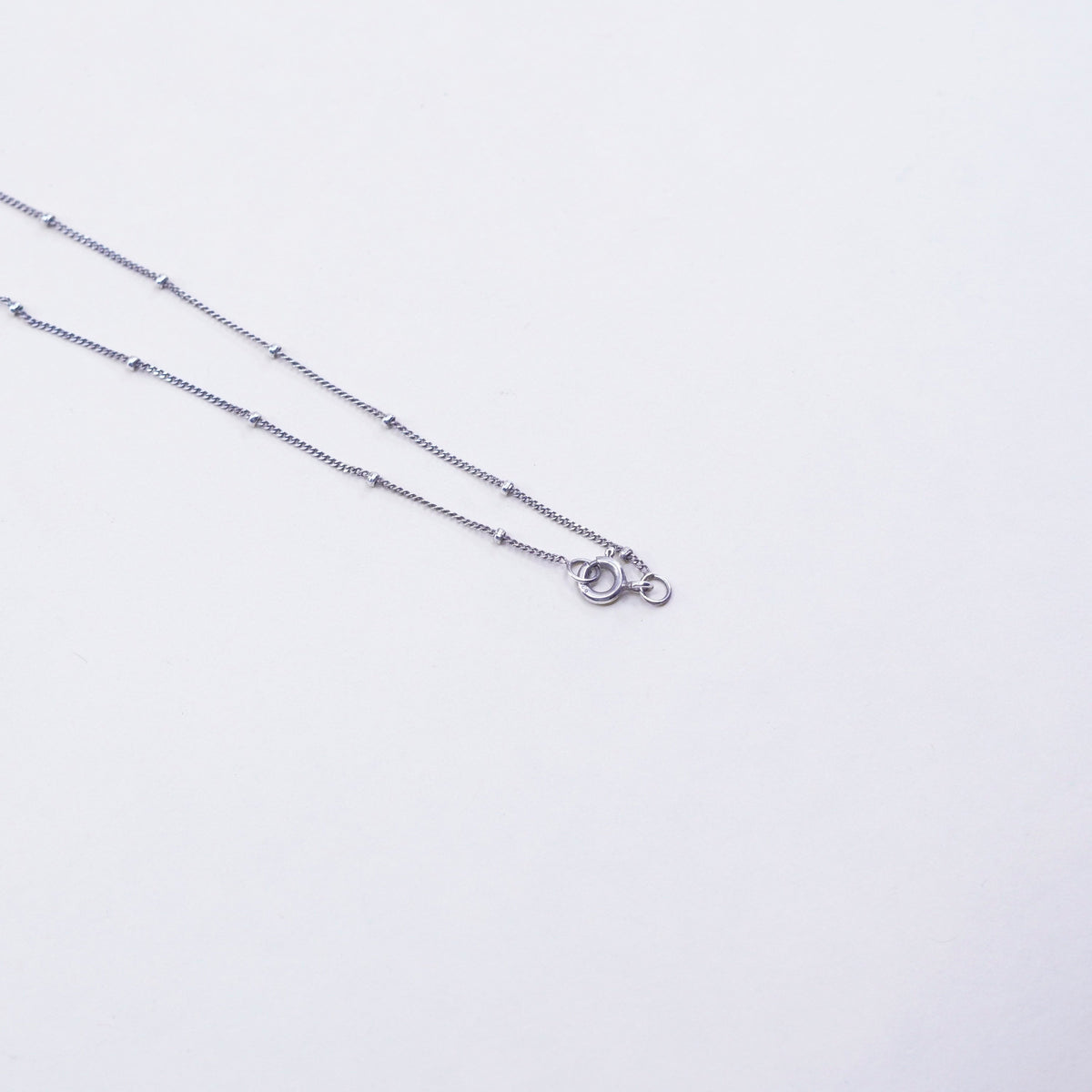 16”, vtg sterling silver necklace, teardrop crystal pendant bead circle chain