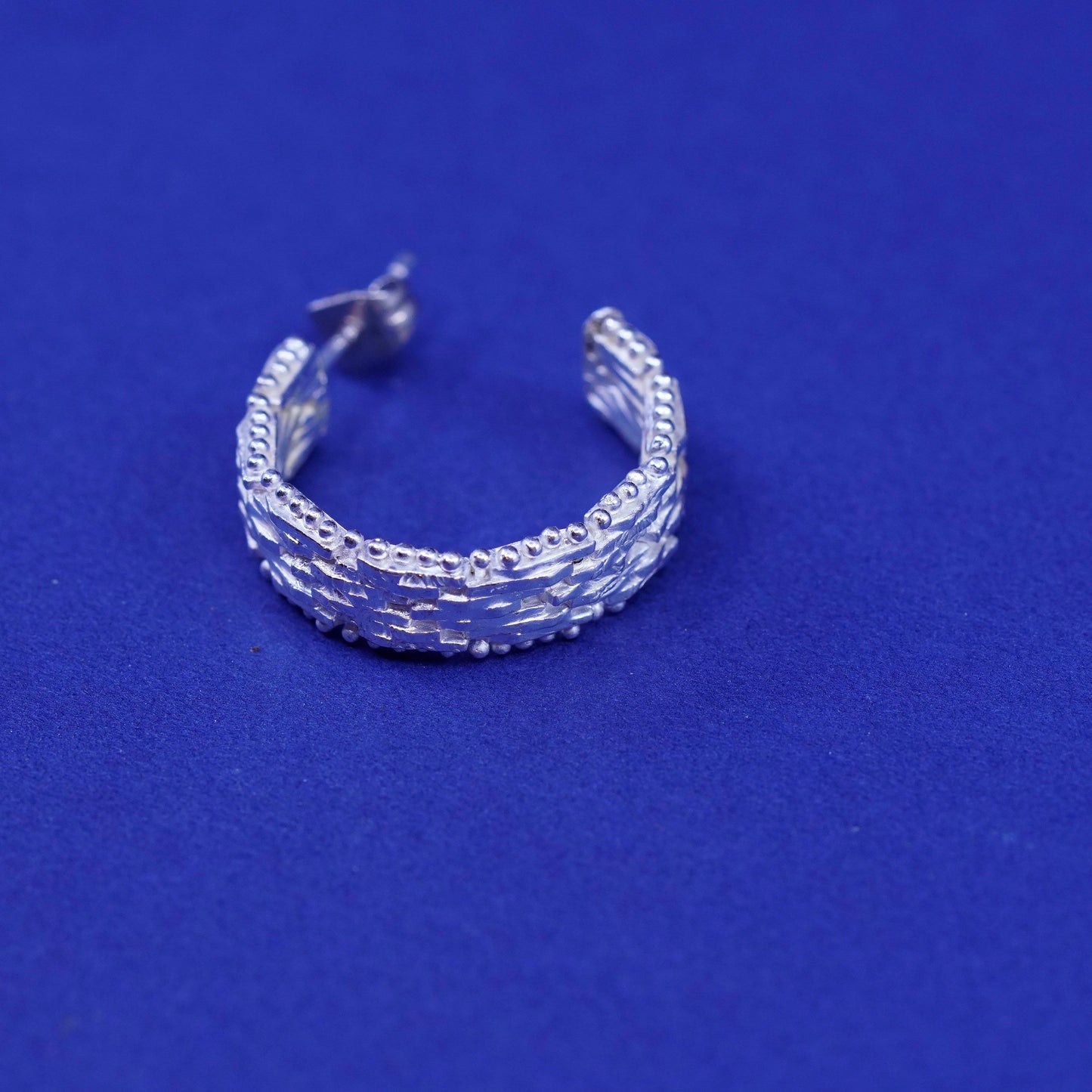 0.75”, Italy Sterling silver handmade earrings, 925 riccio chain hoops, Huggies