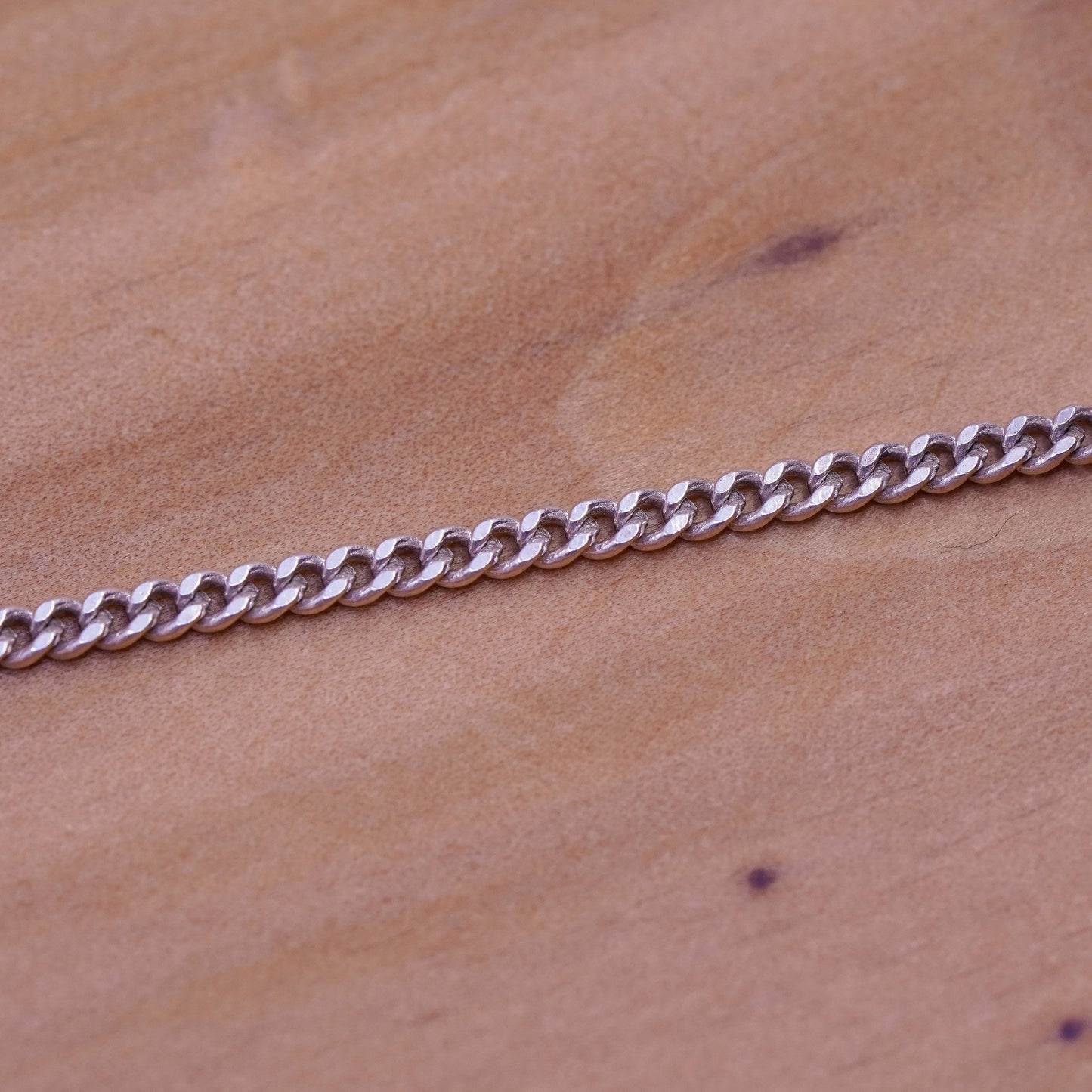 7.5”, vintage Sterling silver handmade curb bracelet w/ “love you so much” bar