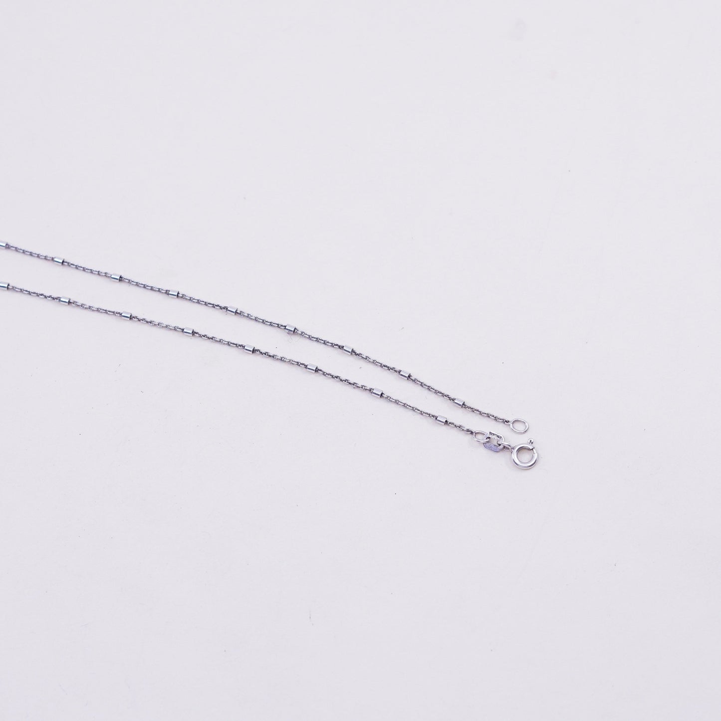16”, 1mm, Vintage sterling silver beads chain, 925 necklace