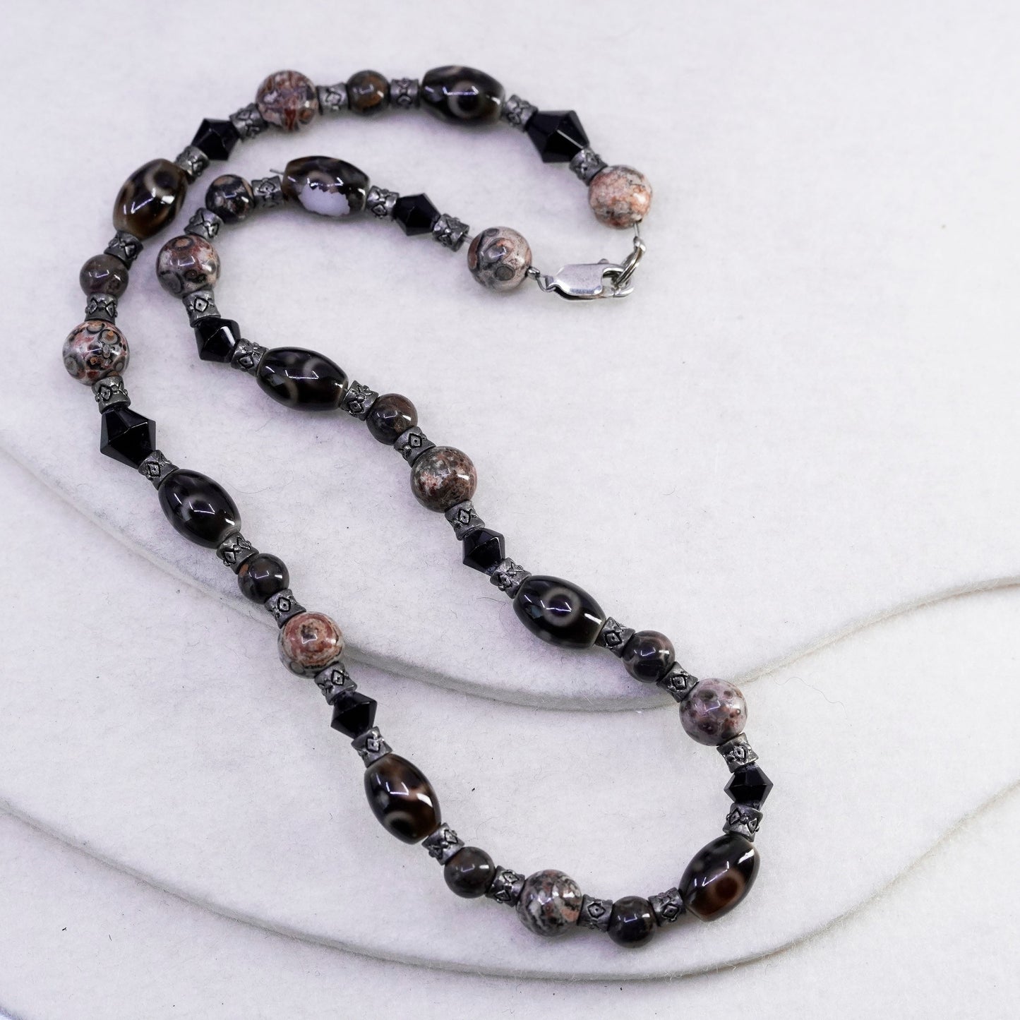 16”, Vintage Sterling 925 silver handmade necklace with jasper