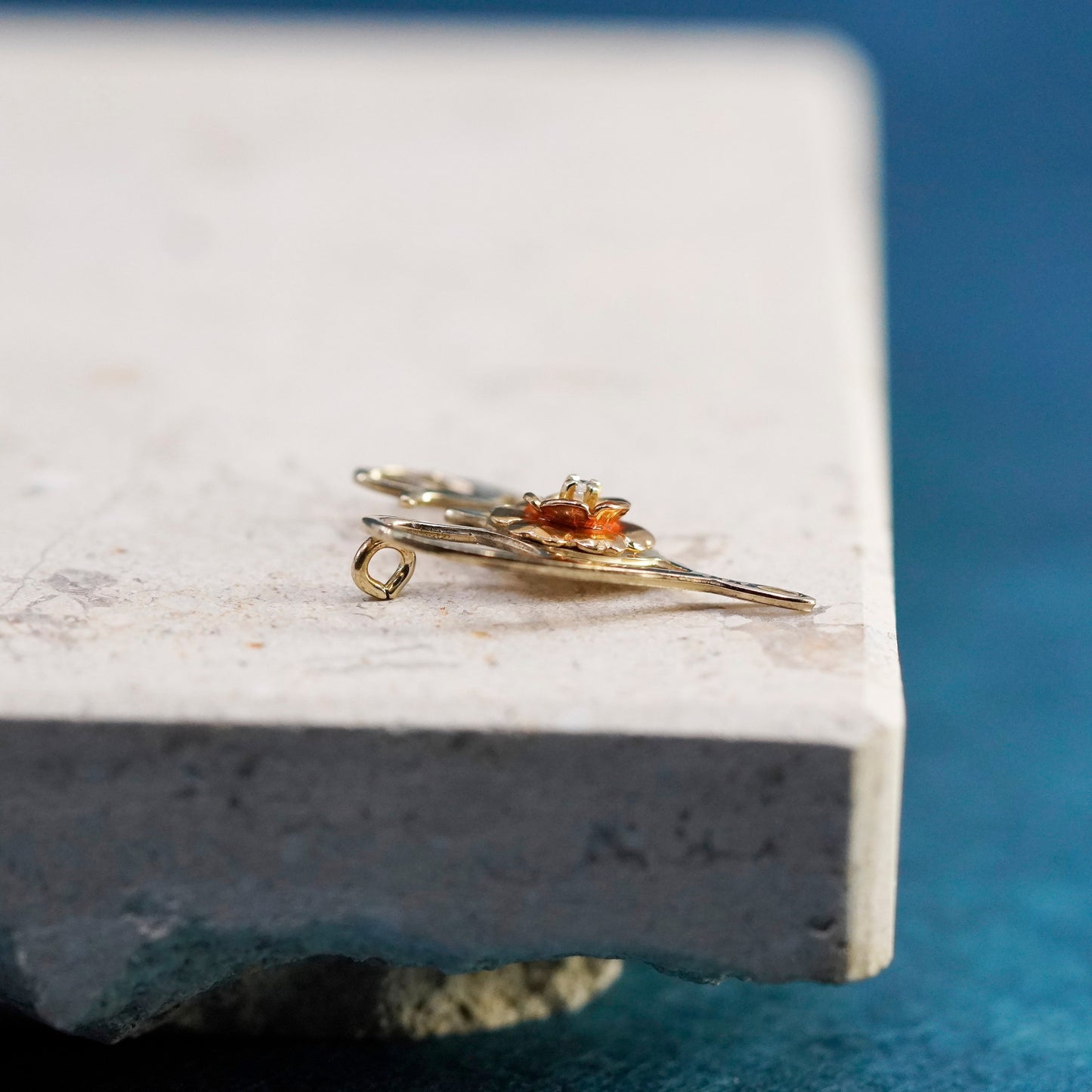 vermeil gold over Sterling silver handmade pedant, 925 love with flower diamond
