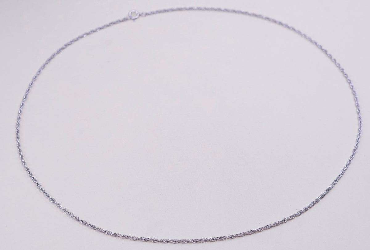 20” 1.6mm, vintage sterling silver necklace, 925 Singapore rope chain