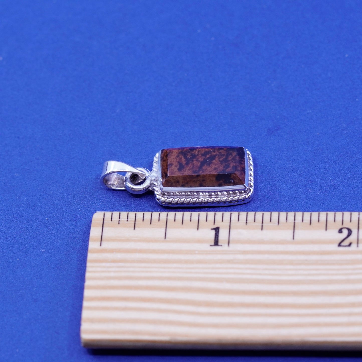 Vintage Mexico sterling 925 silver handmade pendant w/ rectangular red jasper