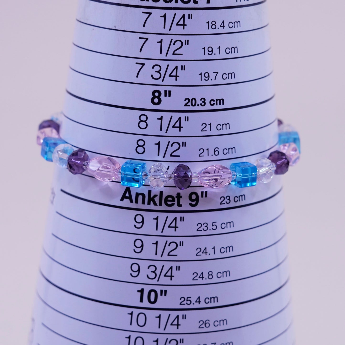 8.75”, handmade bracelet with crystal beads and Sterling 925 silver clasp