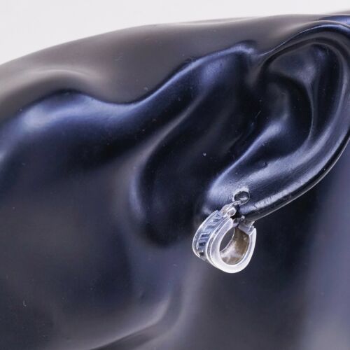 0.5”, Vtg Sterling Silver Handmade Hoops, Italy 925 earrings, Huggie