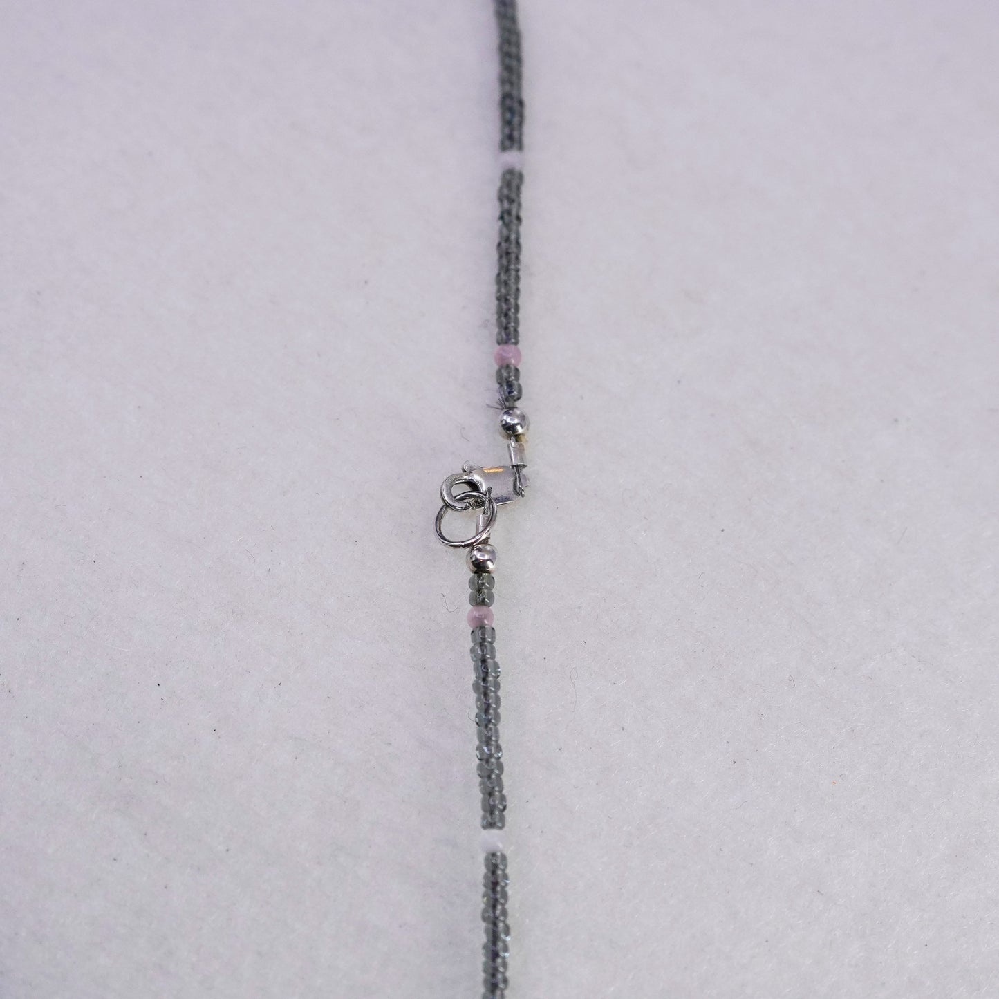 18”, Sterling 925 silver necklace with cross pendant colorful tiger eye beads