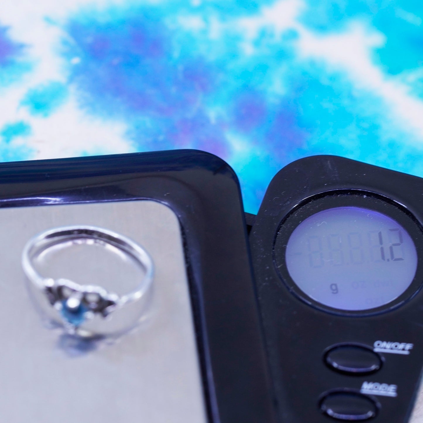Size 5, vintage sterling 925 silver handmade heart ring with blue topaz