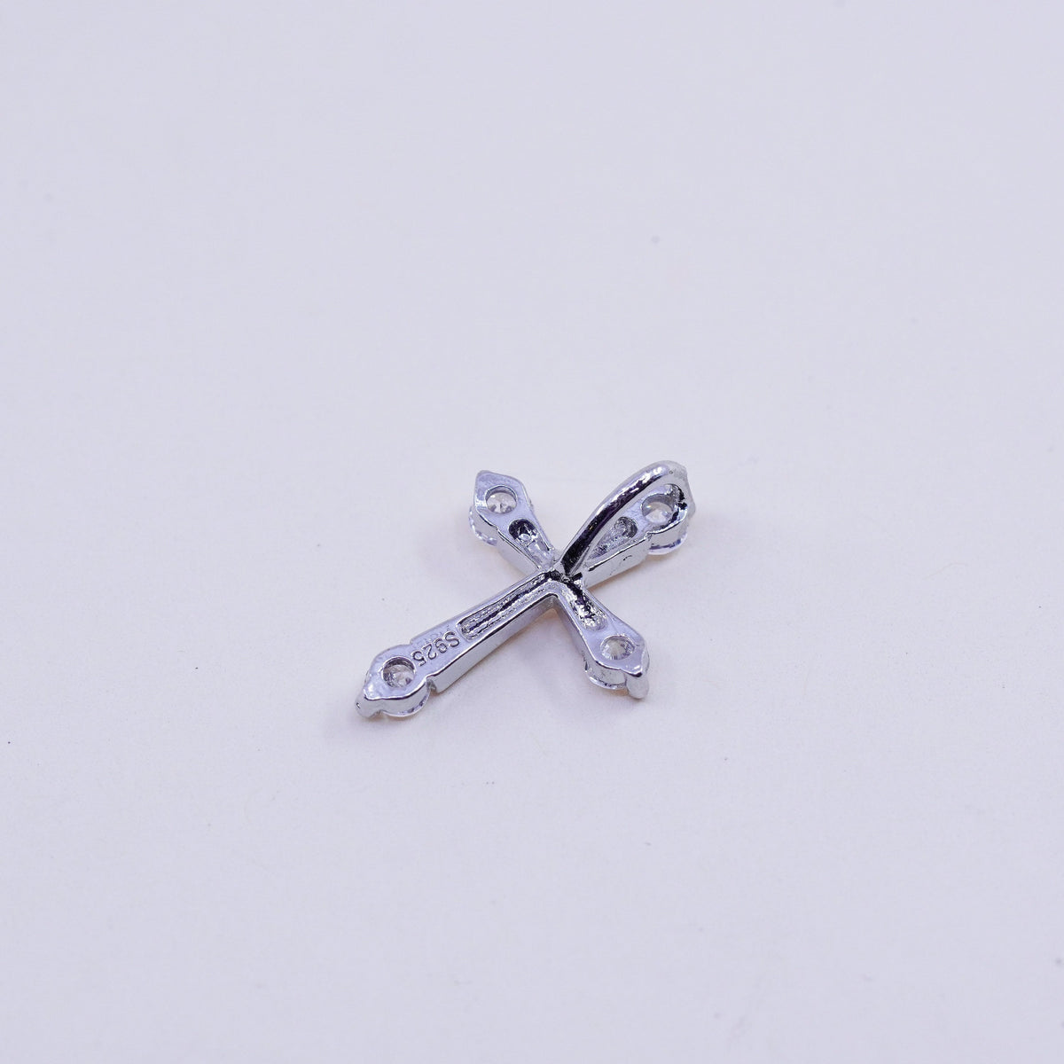 Vintage Sterling 925 silver pendant with clear cz cross pendant
