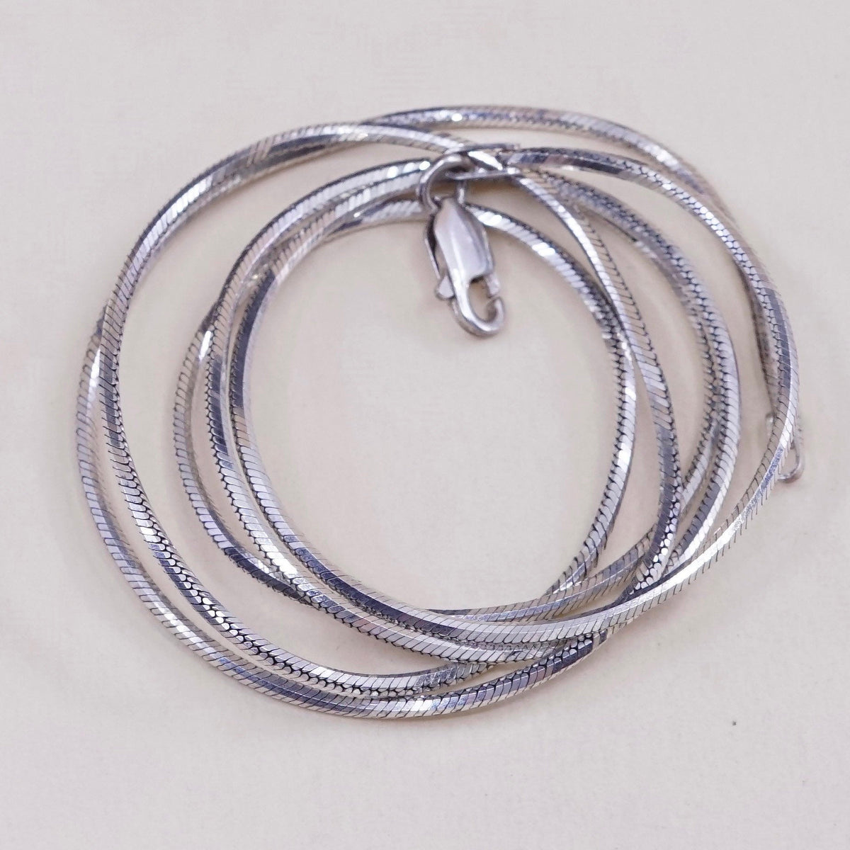 24”, Vintage JCM sterling silver textured hexagram snake chain, Italy 925 chain