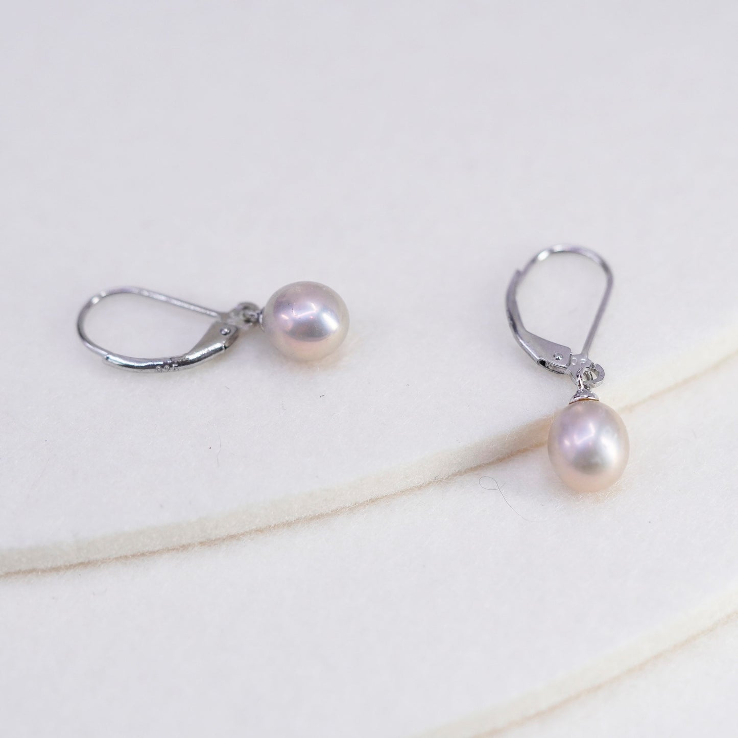 Vintage Sterling 925 silver handmade earrings with freshwater pearl