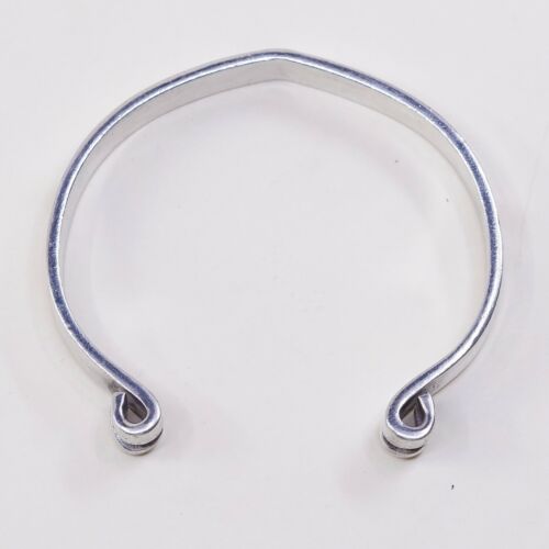 6.25”, Vtg Two Tone Sterling Handmade Cuff, Mexico 925 Silver Bracelet