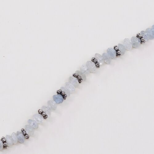 7.25”, Vintage Sterling Silver Handmade Bracelet, 925 Silver W/ Jade N Crystal