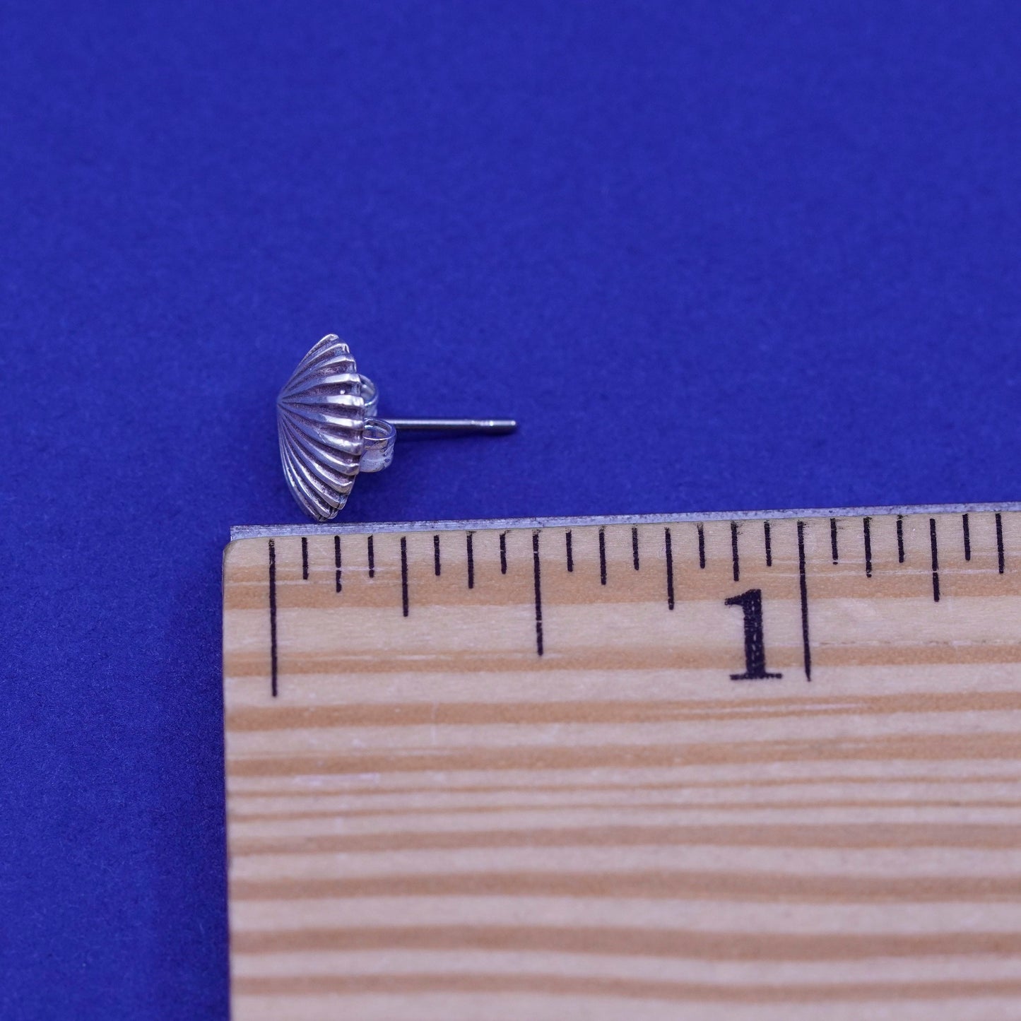 Vintage sterling silver handmade earrings, 925 shell studs