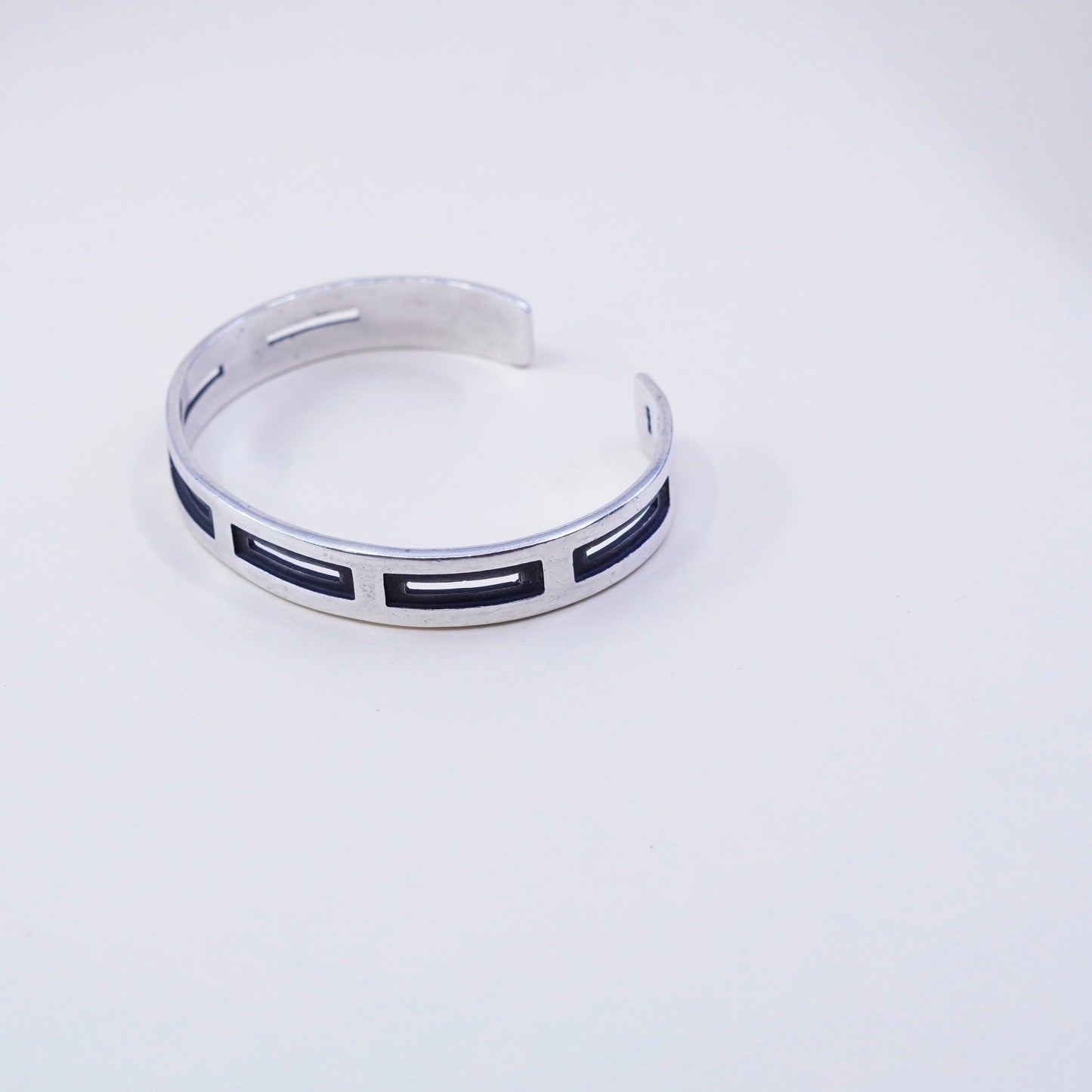 6.75”, vtg sterling silver cuff, handmade 925 bracelet, Modern polished cuff