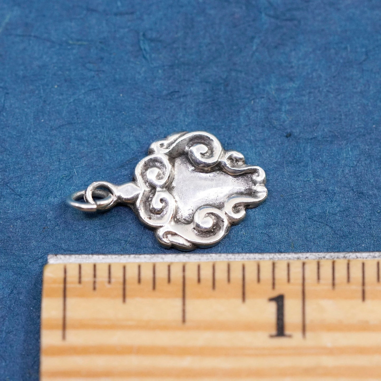 Vintage Sterling 925 Silver handmade swirly tag
