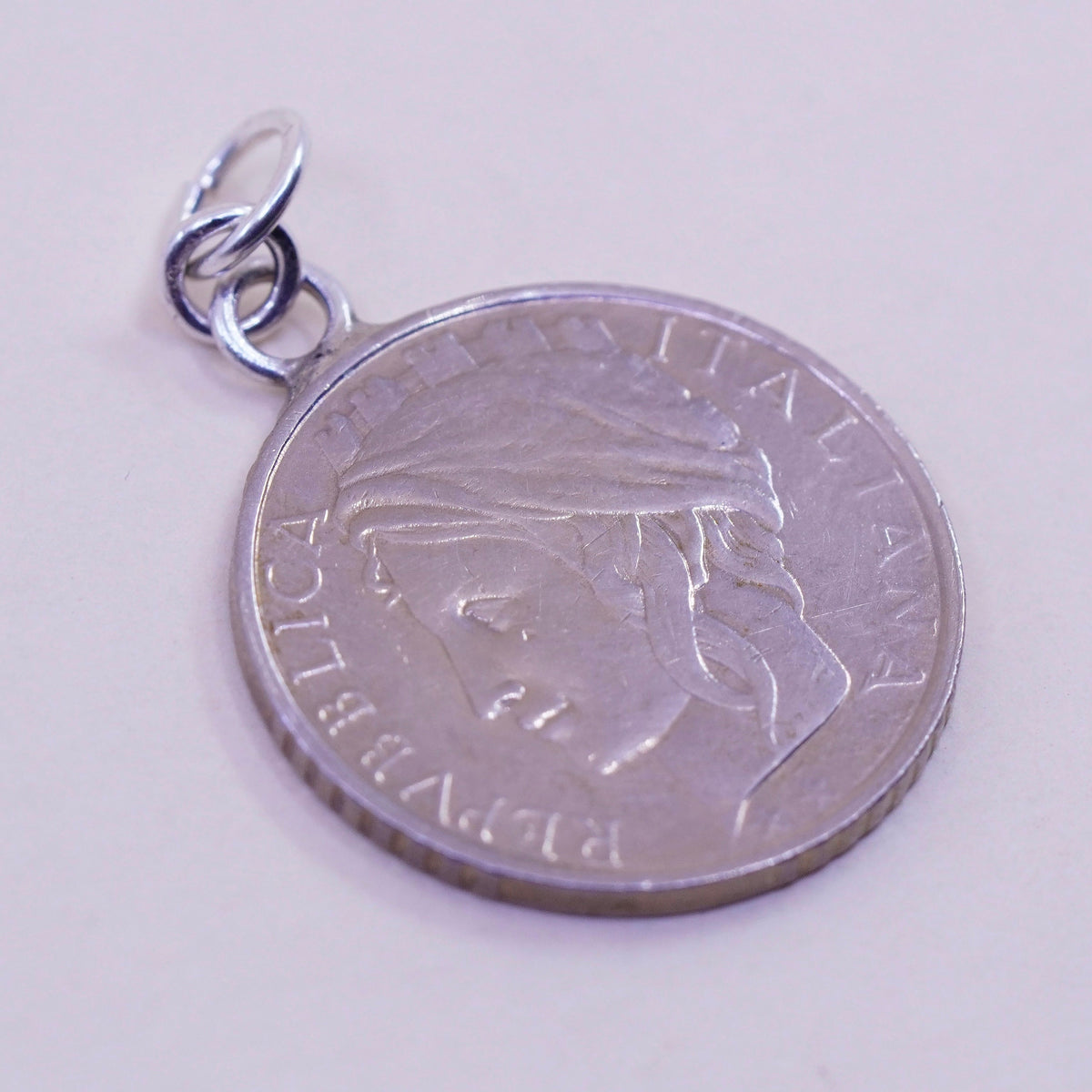 Vintage italian repvbblica coin charm pendant