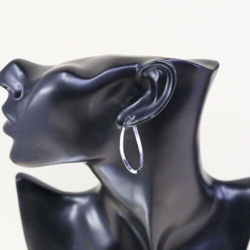1.5”, Vtg 925 Sterling Silver Handmade Hollow Modernist Huggie Hoop Earrings