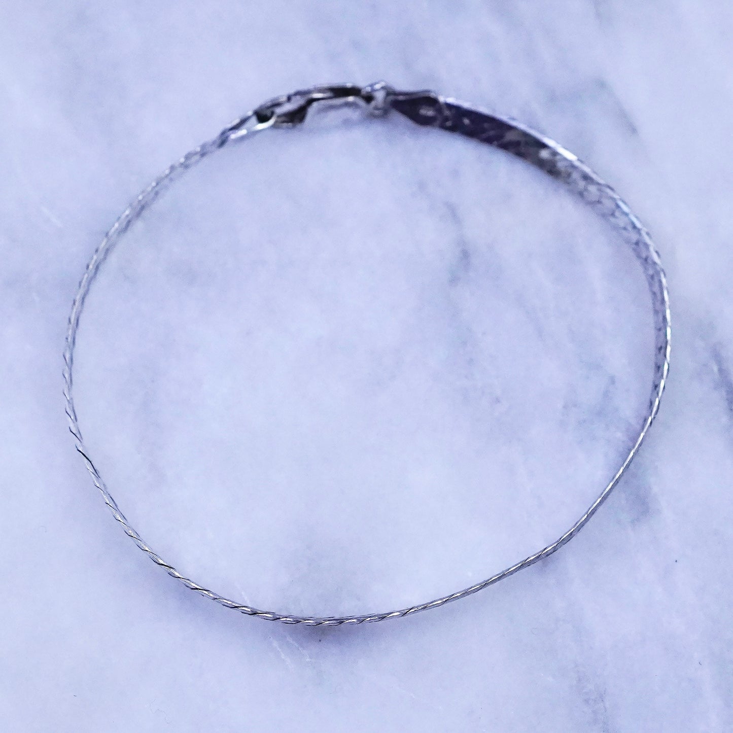 8”, vintage Sterling silver handmade bracelet, textured 925 herringbone chain