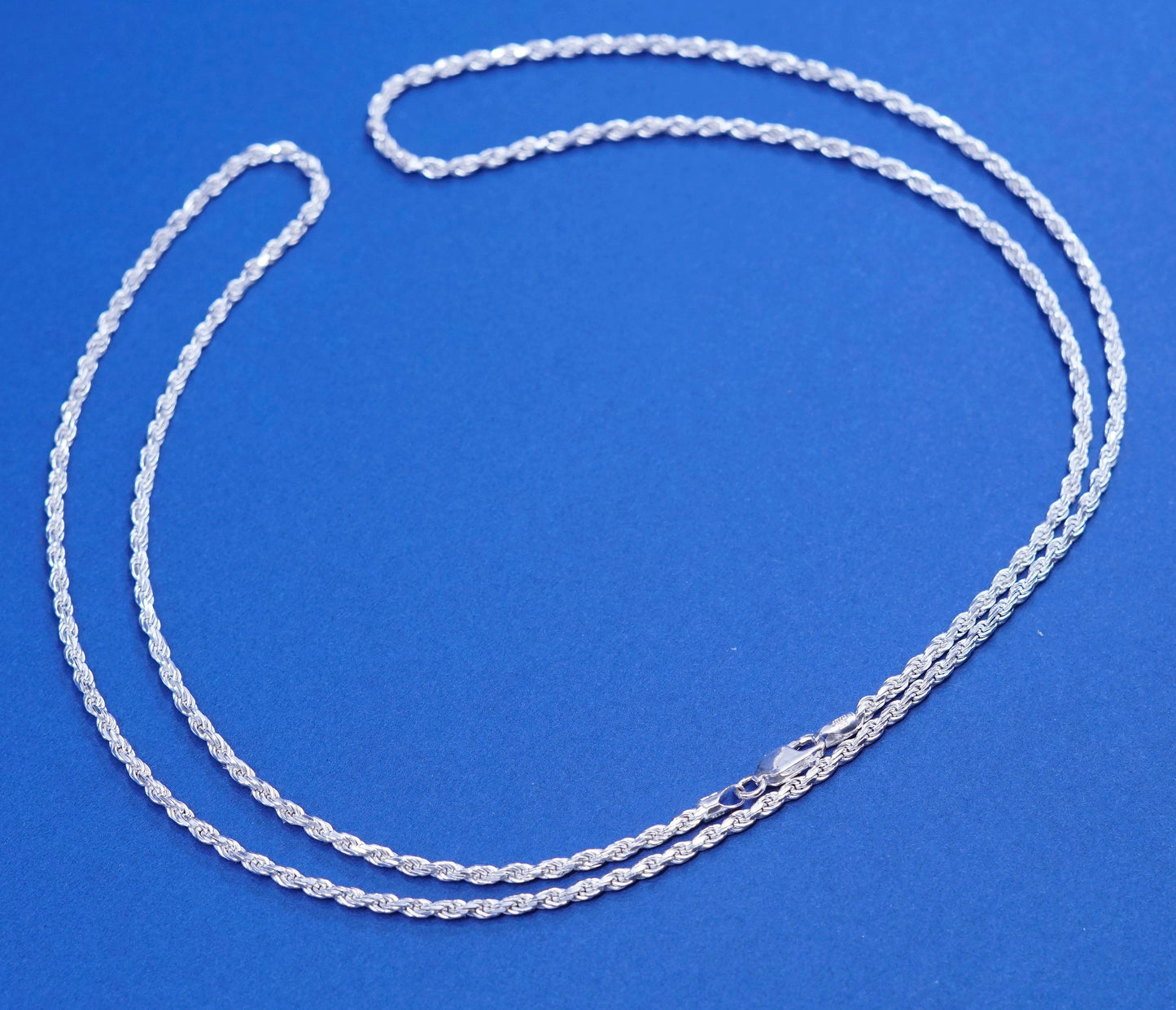 30”, 2mm, vintage OTC Sterling silver handmade necklace, 925 diamond rope chain
