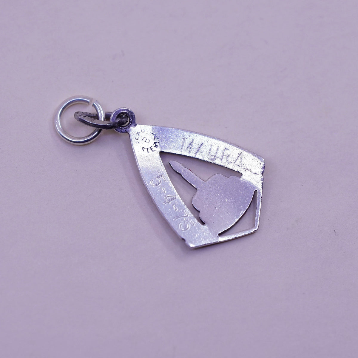 Vintage Sterling silver handmade pendant, 925 happy birthday charm