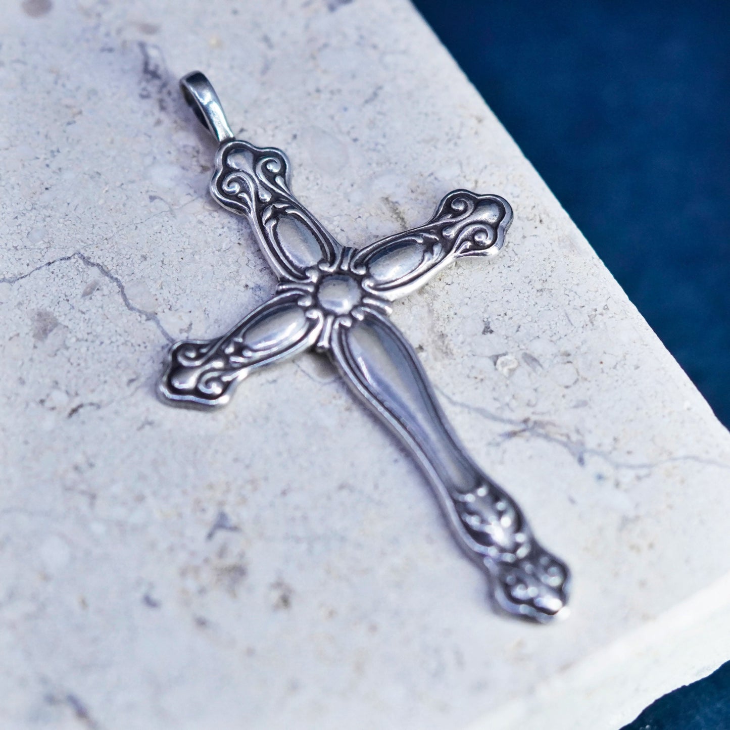 Vintage Sterling silver handmade pendant, 925 cross