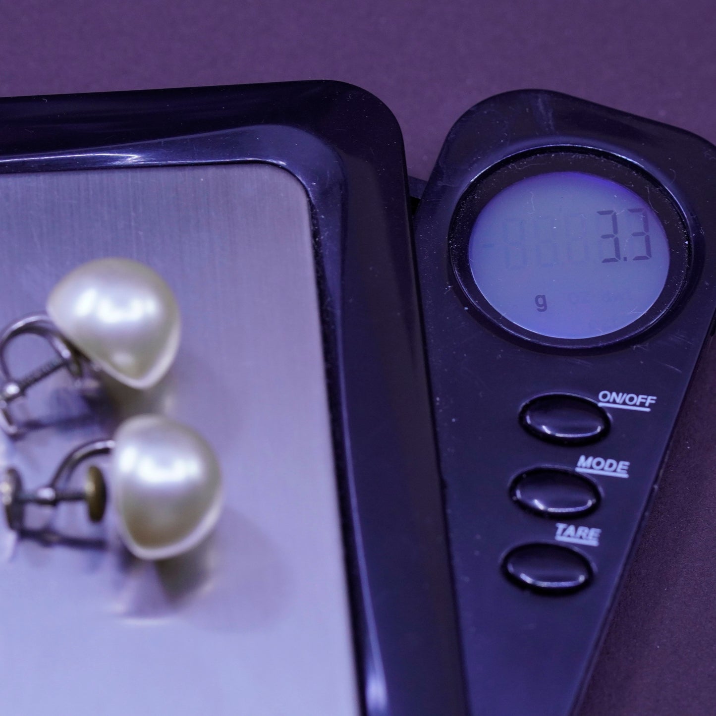 Vintage Sterling 925 silver screw handmade earrings with pearl
