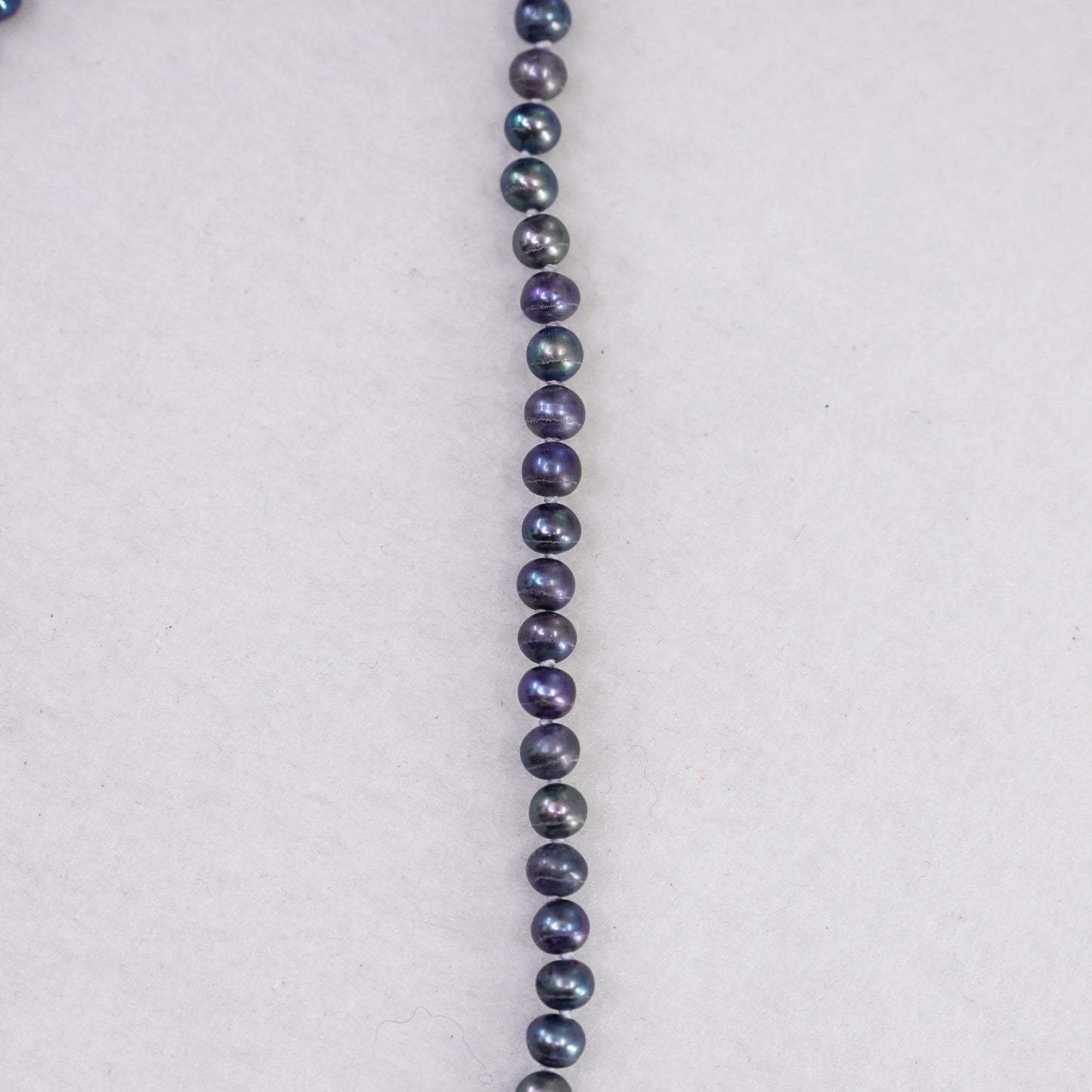 18”, vintage 5mm black pearl necklace with Sterling 925 silver clasp