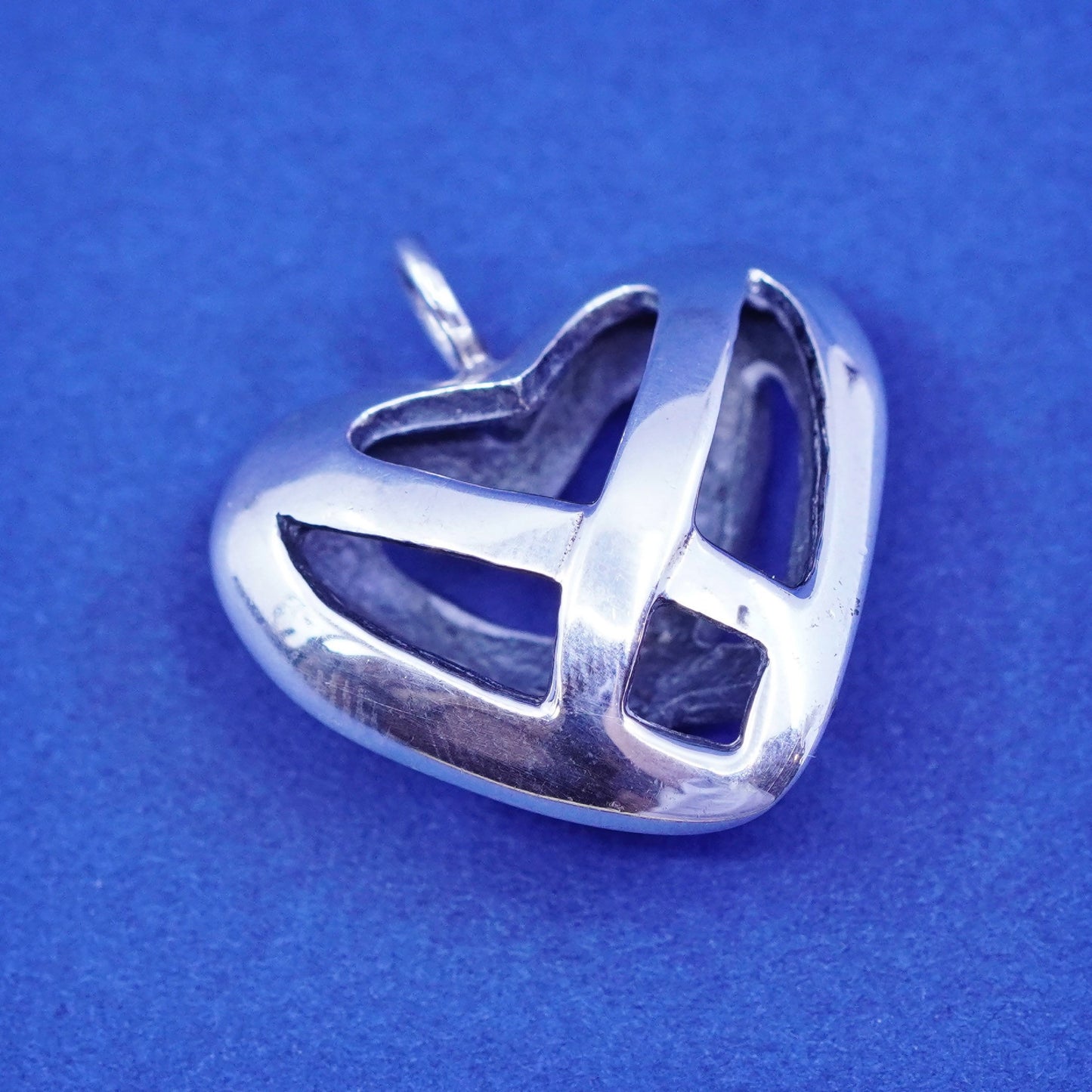 Vintage Sterling silver handmade pendant, 925 filigree heart