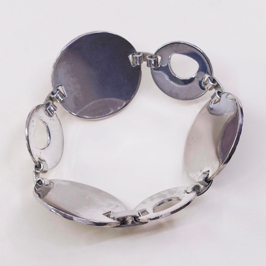 7.5”, VTG Sterling silver handmade bracelet, 925 Aztec perpetual calendar links