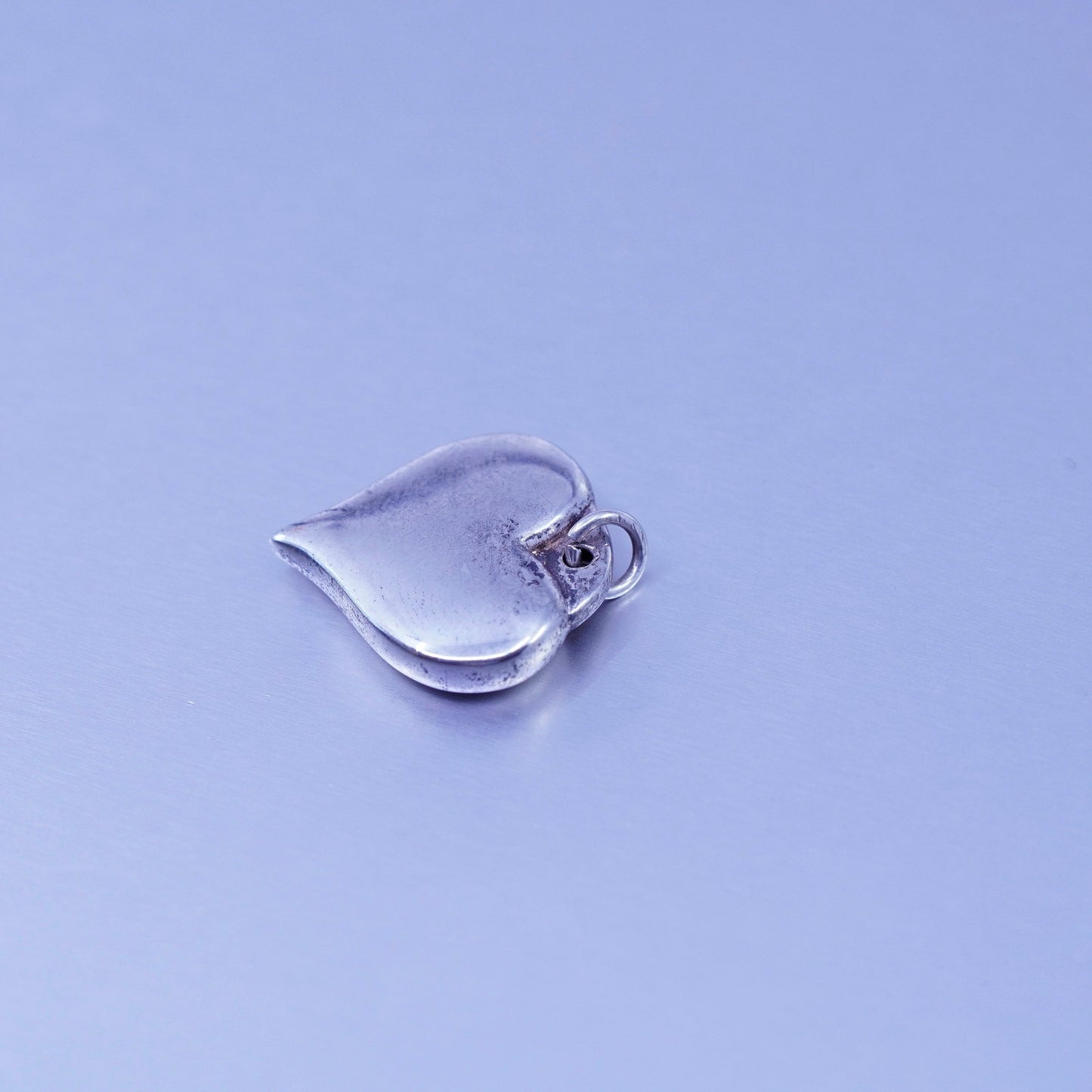 antique sterling 925 silver puffy heart pendant