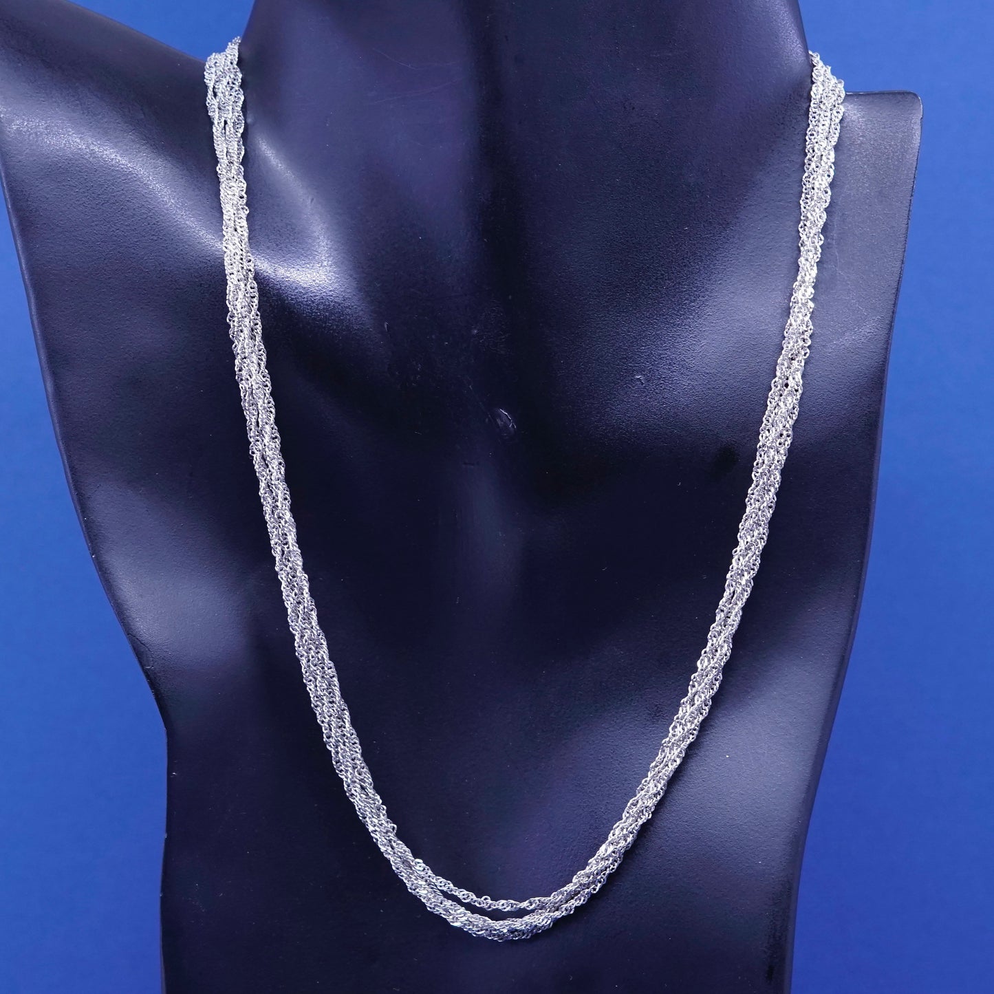 18”, sterling silver handmade necklace, multi 5 strands 925 twisted curb chain
