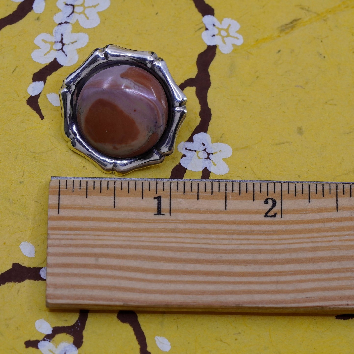 Vintage mexico handmade Sterling 925 silver studs earrings jasper bamboo cable