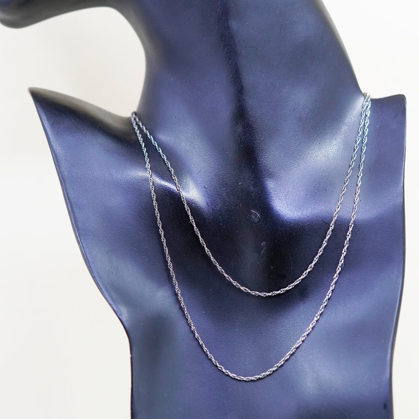 30”, 1.6mm, Vintage sterling silver Italy 925 oxidized rope chain, necklace