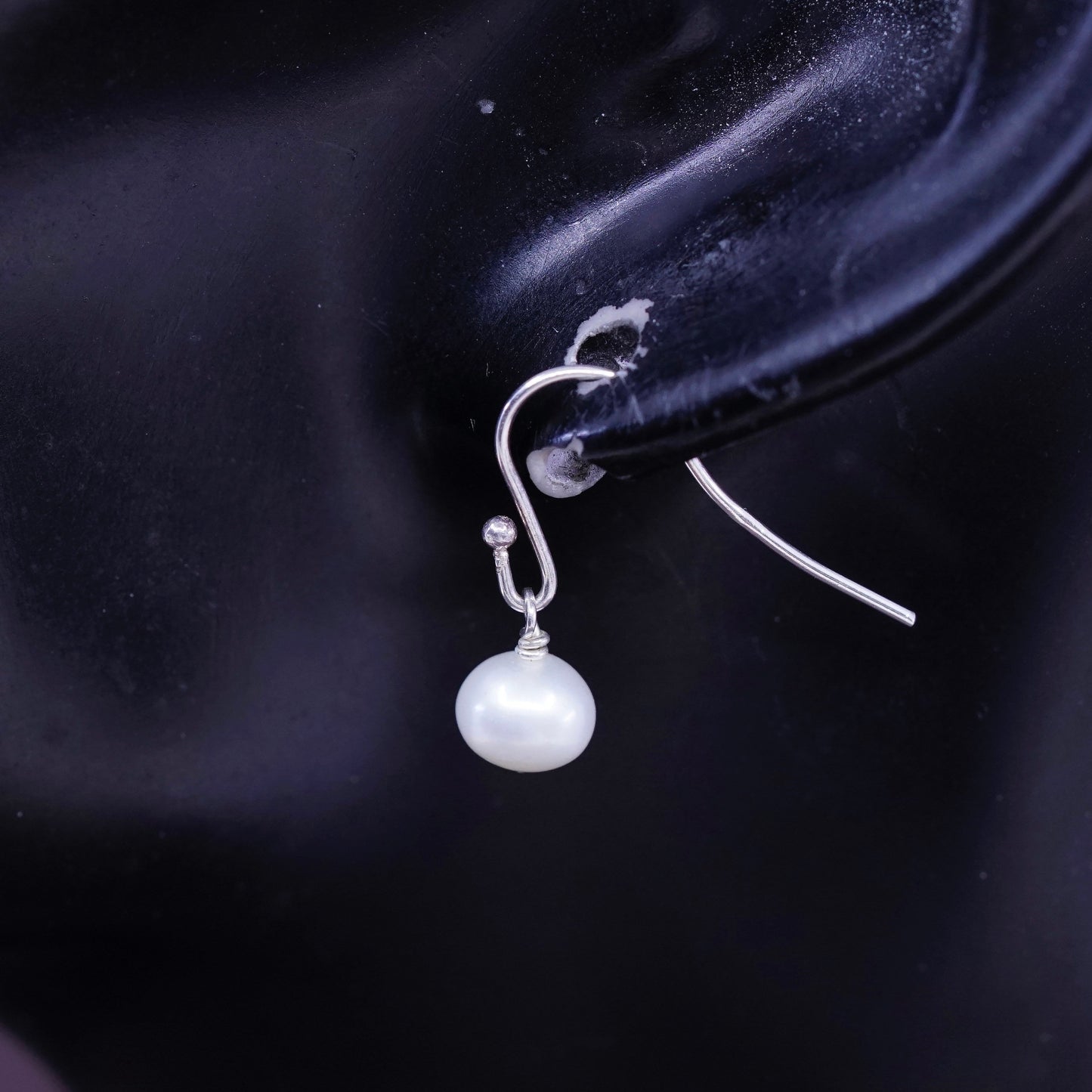 Vintage Sterling 925 silver handmade earrings with pearl