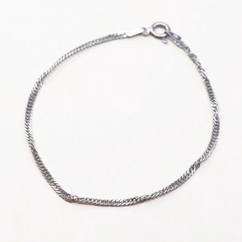 7”, Vtg Sterling Silver Handmade Bracelet, 925 Twist curb link Chain, Stamped 92