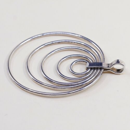 Vintage Sterling Silver Handmade Pendant, 925 Multi Circle Pendant