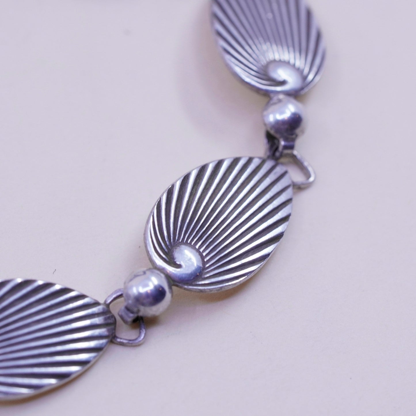 6”, vintage sterling 925 silver handmade tennis leaf bracelet