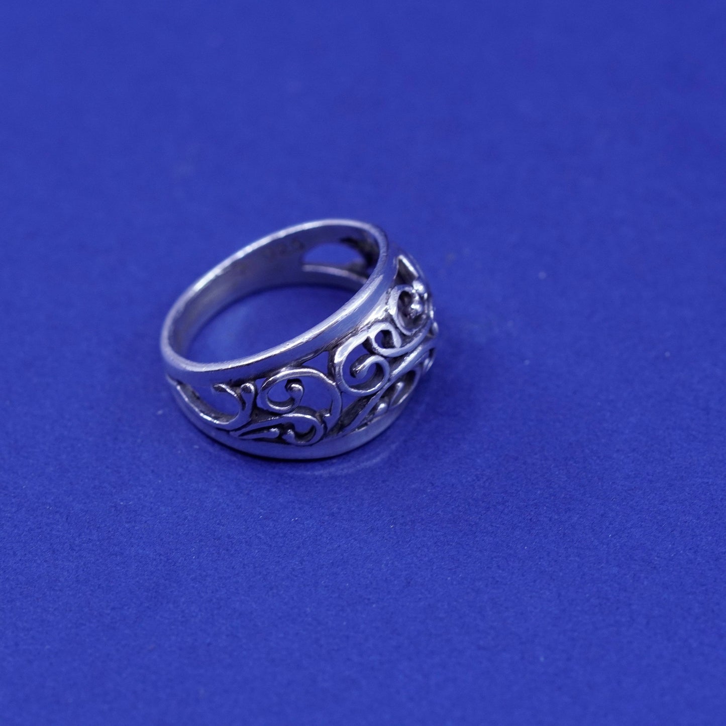 Size 6.5, vintage Sterling silver handmade ring, 925 filigree swirly band