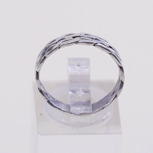 Size 6.75, Vtg Sterling Silver Handmade Ring, 925 Woven Braided Band