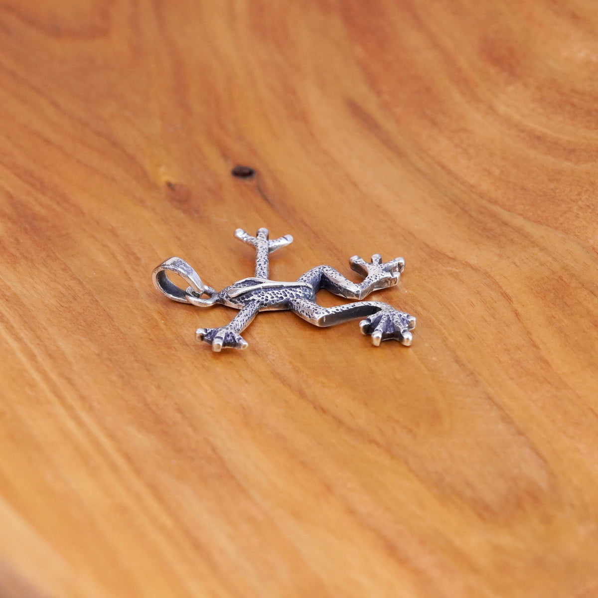 Vintage Sterling silver handmade pendant, 925 frog charm